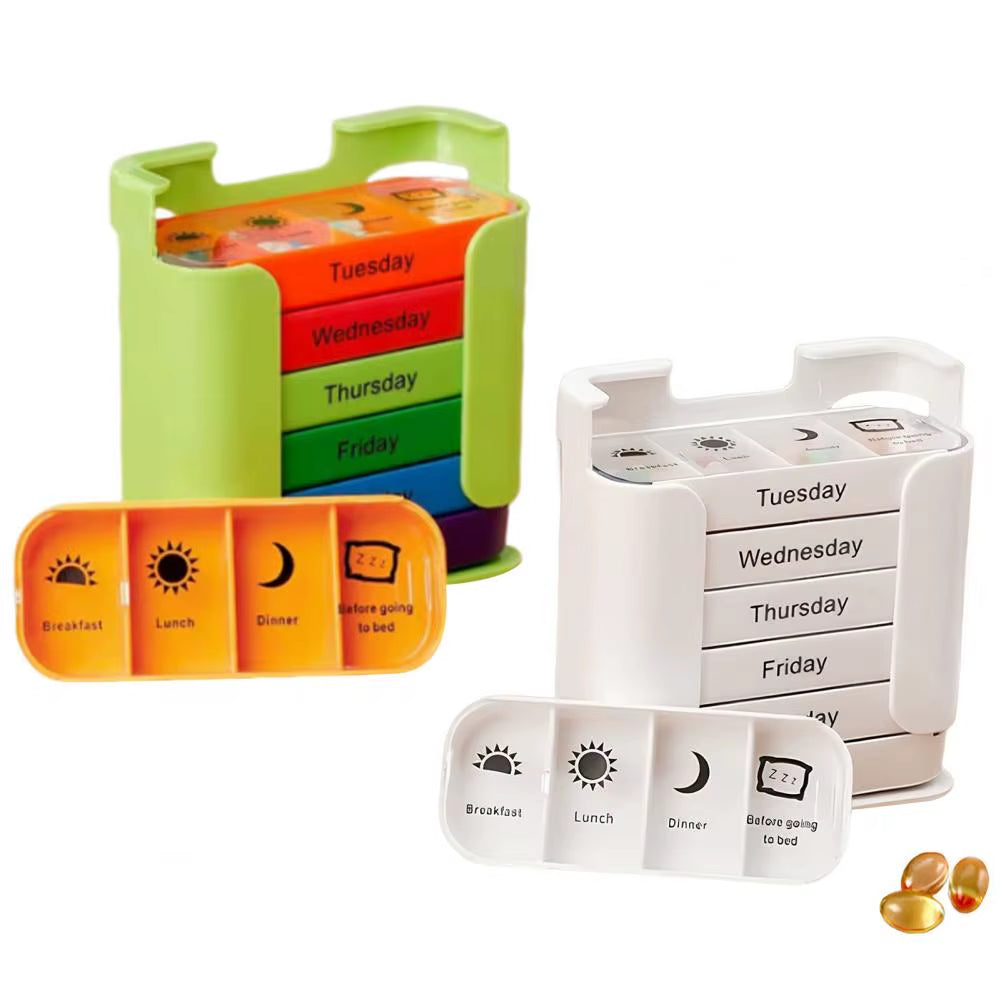 1Pc Extra Large Weekly Pill Organizer Compact Design Medicine Box Portable 7-Day Slots Pill Container Travel Separate Pill Case
