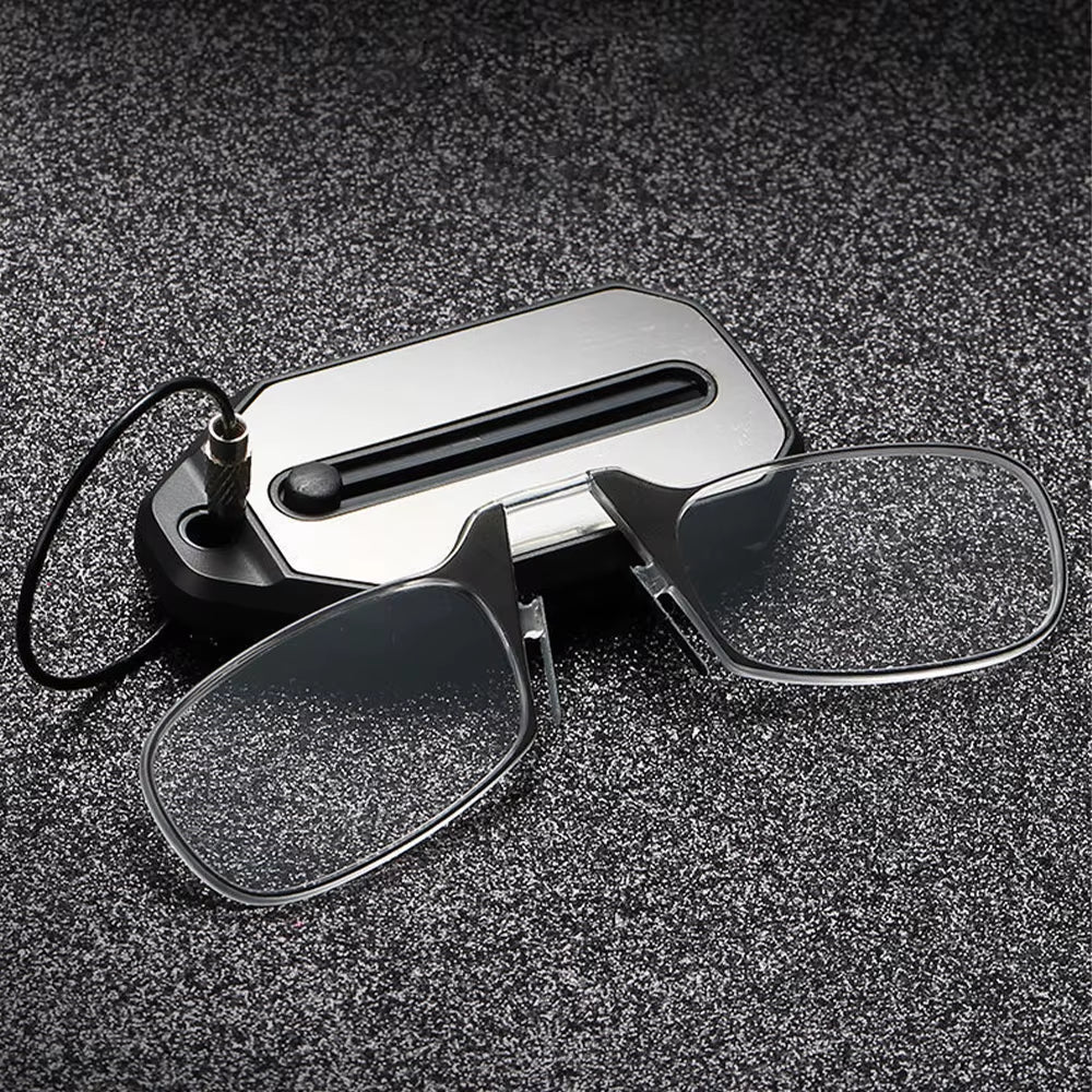 Folding Reading Glasses for Men Women without Eyeglass Legs Keychain Case and Readers Rectangular Reading Glasses