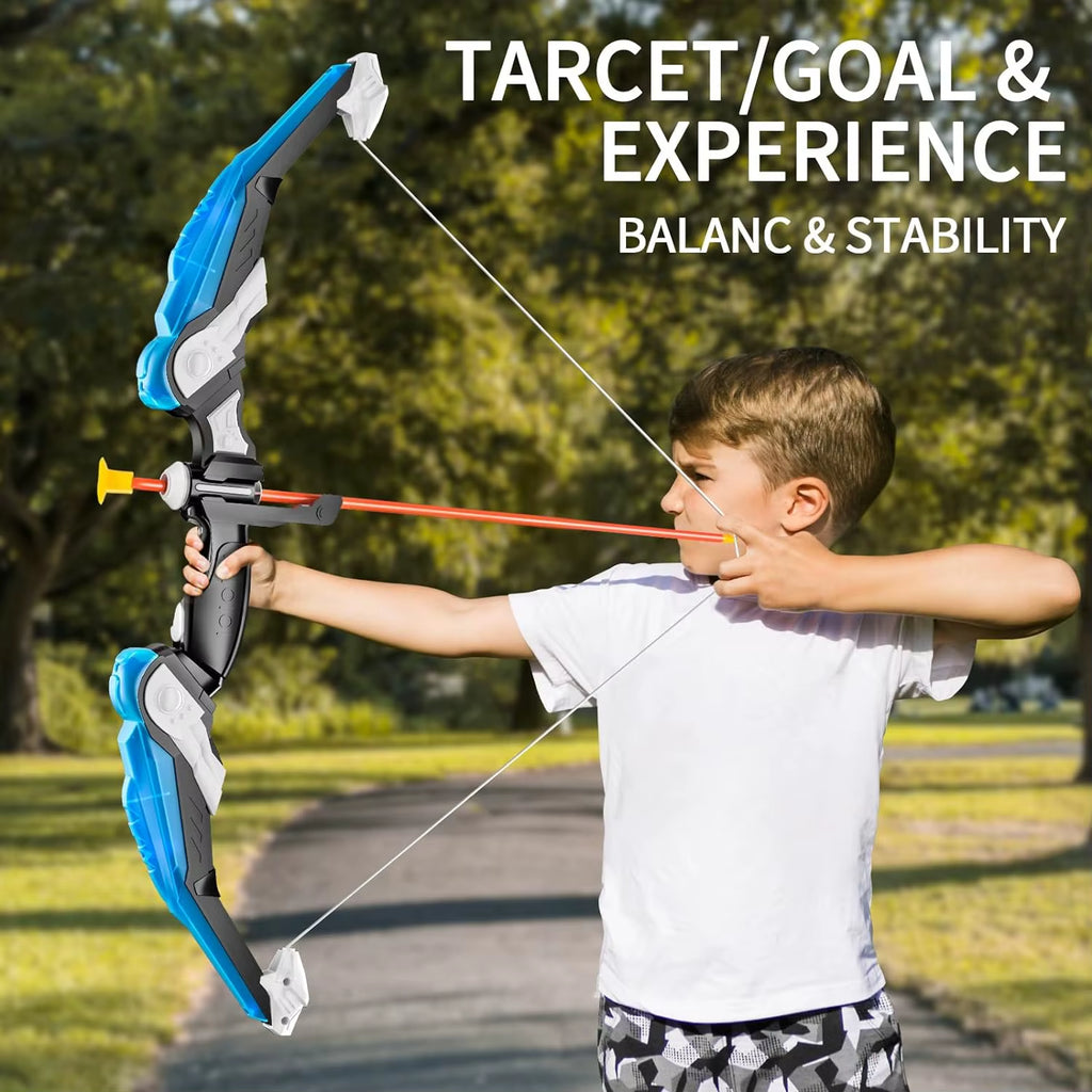 Kids Bow and Arrow Set, LED Light up Archery Toys Set for Kids Ages 4-8 8-12, with 10 Suction Cup Arrows, Target & Quiver, Boys